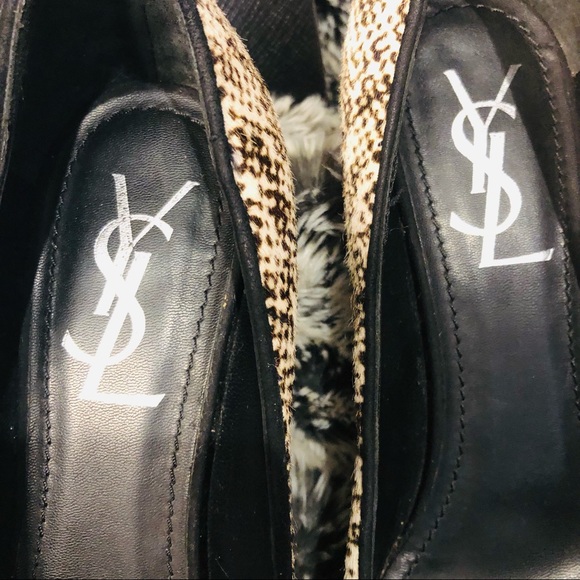 YSL Yves Saint Laurent Tribtoo Platform 105 Pumps Heels black & cream 38.5 au 8 - Picture 6 of 15
